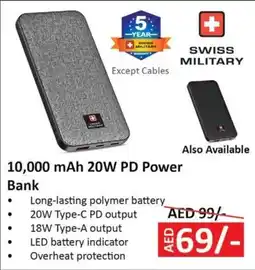 Nesto Swiss Military 10,000 mAh 20W PD Power Bank offer