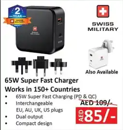 Nesto Swiss Military 65W Super Fast Charger Works in 150+ Countries offer
