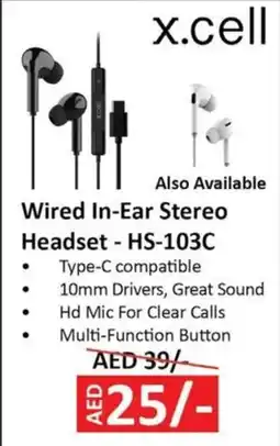 Nesto X.cell Wired In-Ear Stereo Headset - HS-103C offer