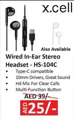 Nesto X.cell Wired In-Ear Stereo Headset - HS-104C offer
