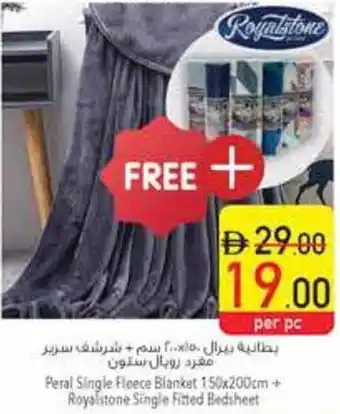 Safeer Market Peral Single Fleece Blanket + Royalstone Single Fitted Bedsheet offer