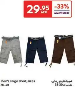 Carrefour Men's cargo short, sizes 30-38 offer