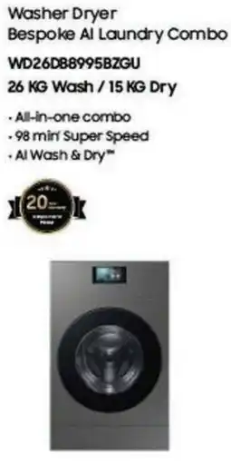 Carrefour Washer Dryer Bespoke Al Laundry Combo WD26DB8995BZGU offer