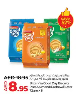 Lulu Hypermarket Britannia good day biscuits pista&almond/cashew/butter offer