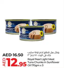 Lulu Hypermarket Royal pearl light meat tuna chunks in sunflower oil offer