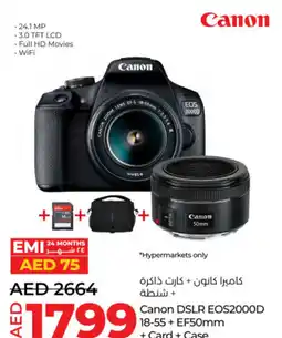 Lulu Hypermarket Canon DSLR EOS2000D 18-55 EF50mm + Card + Case offer