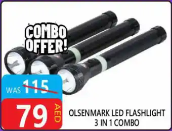 United Hypermarket Olsenmark led flashlight 3 in 1 combo offer