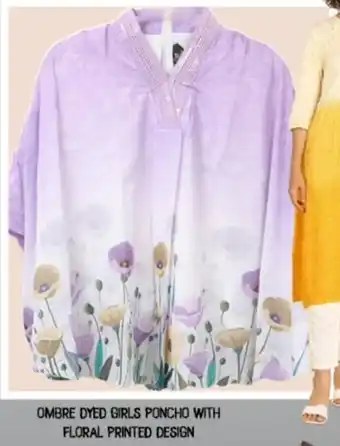 Safari Hypermarket Ombre dyed girls poncho with floral printed design offer