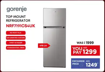 Emax Gorenje Top Mount Refrigerator NRF7191CS4UK offer