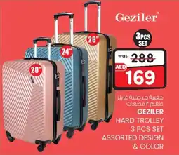 KM Trading Geziler hard trolley assorted design & color offer