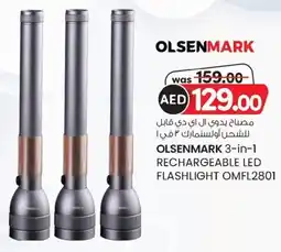 KM Trading Olsenmark 3 in 1 rechargeable led flashlight OMFL2801 offer