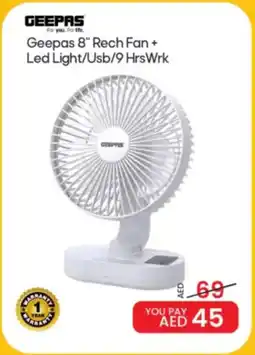 Mark & Save Geepas Rech Fan + Led Light/Usb/9 HrsWrk offer