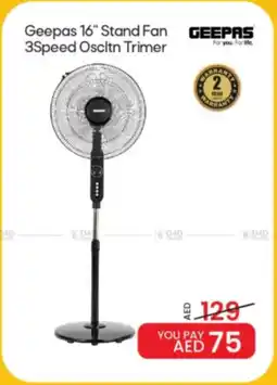 Mark & Save Geepas Stand Fan GEEPAS 3Speed Oscitn Trimer offer
