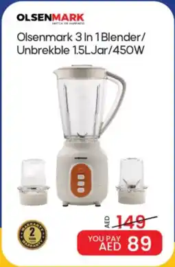 Mark & Save Olsenmark 3 In 1 Blender/ Unbrekble Jar/450W offer
