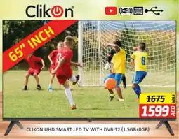 Al Madina Hypermarket Clikon UHD Smart Led TV with DVB-T2 (1.5gb+8gb) offer