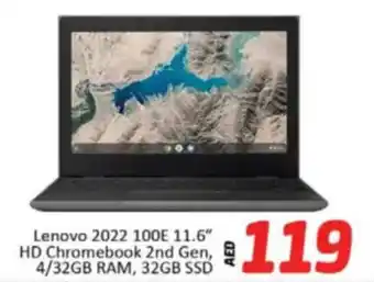 Al Madina Hypermarket Lenovo 2022 100E HD Chromebook 2nd Gen, 4/32GB RAM, 32GB SSD offer