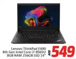 Al Madina Hypermarket Lenovo ThinkPad E490 8th Gen Intel Core i7-8565U 8GB RAM 256GB SSD offer