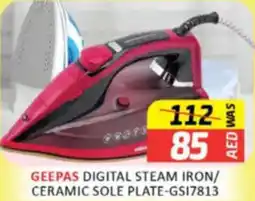 Al Madina Hypermarket Geepas digital steam iron ceramic sole plate GS17813 offer