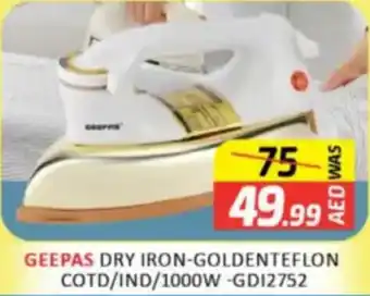 Al Madina Hypermarket Geepas dry iron goldenteflon  GDI2752 offer