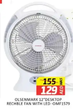 Al Madina Hypermarket Olsenmark desktop rechble fan with led OMF1579 offer