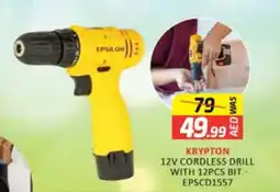 Al Madina Hypermarket Krypton 12v cordless drill with 12 pcs bit EPSCD1557 offer