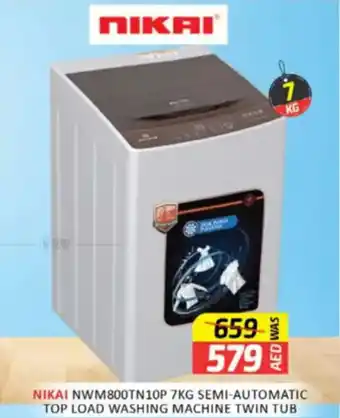 Al Madina Hypermarket Nikai NWM800TN10P semi-automatic top load washing machine twin tub offer