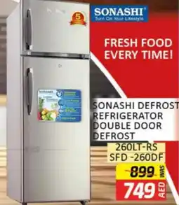 Al Madina Hypermarket Sonashi defrost refrigerator double door defrost 260LT-RS SFD-260DF offer