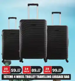 Almaya supermarket Exteme 4 wheel trolley travelling luggage bag offer