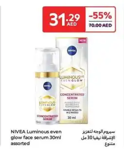 Carrefour Nivea Luminous even glow face serum assorted offer
