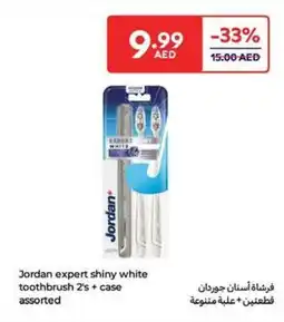 Carrefour Jordan expert shiny white toothbrush 2's + case assorted offer