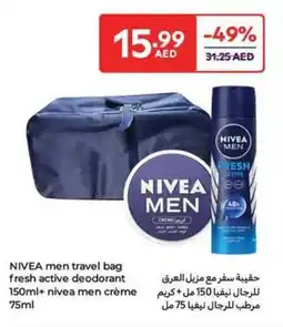 Carrefour Nivea men travel bag fresh active deodorant + nivea men crème offer