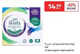 Carrefour Lil-lets organic night pads 9's offer