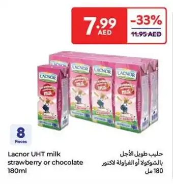 Carrefour Lacnor UHT milk strawberry or chocolate offer