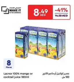 Carrefour Lacnor 100% mango or cocktail juice offer