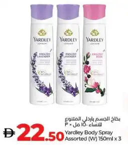 E City Yardley Body Spray Assorted offer