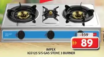 Grand Mall Sharjah Impex s/s gas stove 3 burner IGS125 offer