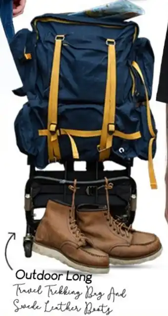 Safari Hypermarket Outdoor long travel trekking bag and swede leather boots offer