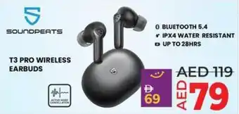 Lulu Hypermarket Soundpeats T3 Pro Wireless Earbuds offer