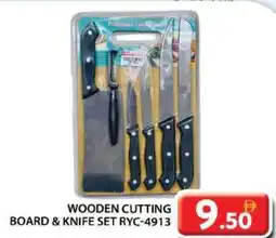 Grand Hyper Market Wooden cutting board & knife set RYC-4913 offer