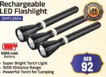 Grand Hyper Market Olsenmark Rechargeable LED Flashlight OMFL2604 offer