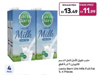 Carrefour Lacto Barn Uht Milk Full Fat 1L 4 Pieces offer