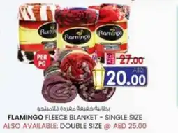 KM Trading Flamingo fleece blanket offer
