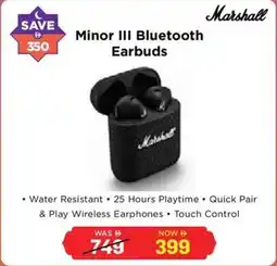 Eros Marshall Minor III Bluetooth Earbuds offer