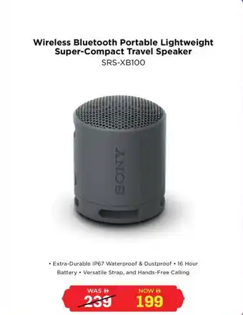 Eros Wireless Bluetooth Portable Lightweight Super Compact Travel Speaker SRS-XB100 offer