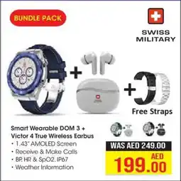 Eros Swiss Military Smart Wearable DOM 3 + Victor 4 True Wireless Earbus offer