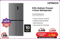 Eros Hitachi Bottom Freezer 4 Door Refrigerator offer