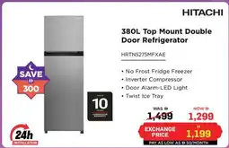 Eros Hitachi Top Mount Double Door Refrigerator offer