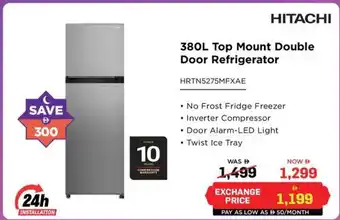 Eros Hitachi Top Mount Double Door Refrigerator offer