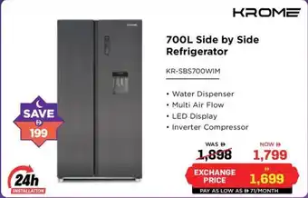 Eros Krome Side by Side Refrigerator offer