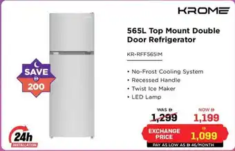 Eros Krome Top Mount Double Door Refrigerator offer